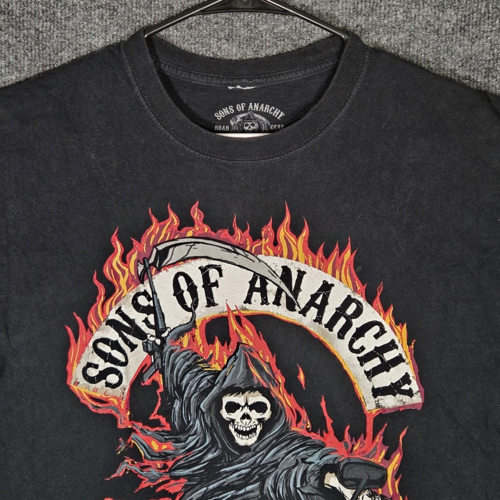 Sons of Anarchy Fear the Reaper T-Shirt Men's Large Black Grim Reaper Biker Tee